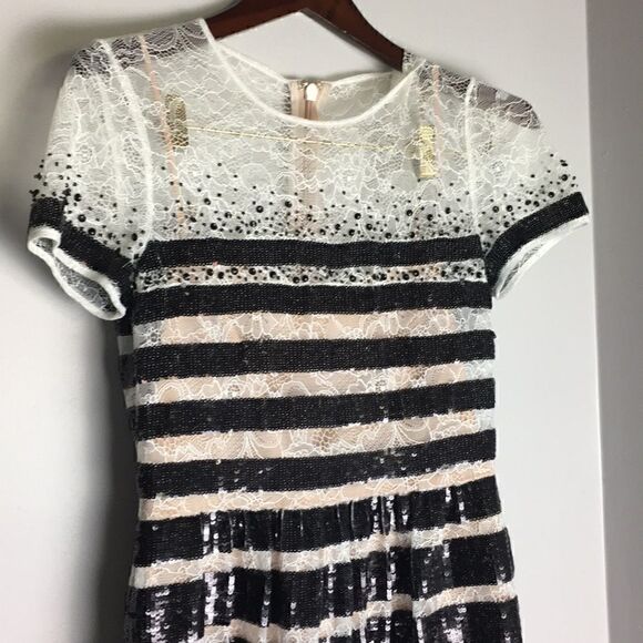 BCBGMAXAZRIA | Tasi-Sequin Stripe Lace Dress | 6 - Picture 7 of 8